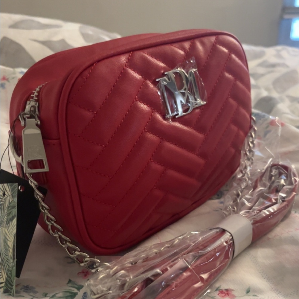 Badgley Mischka Red Quilted Crossbody Bag